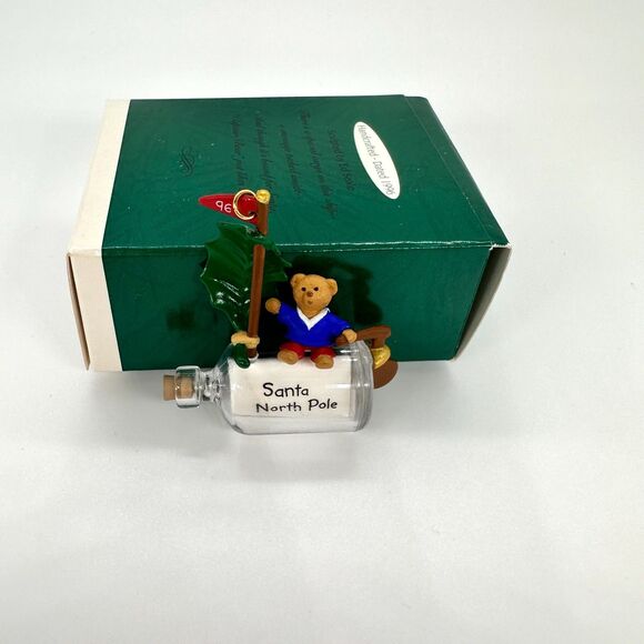 Hallmark Keepsake Message For Santa 1996 Bear Bottle Miniature Ornament - Picture 6 of 7